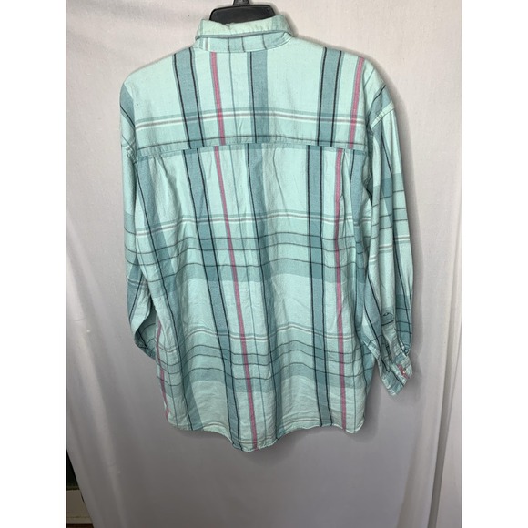 Women's Sz 14 Vintage Woolrich Blue Window Payne Flannel Button Down Long Sleeve - Picture 3 of 7